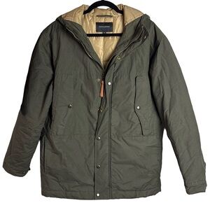 Banana Republic Men’s Parka Jacket Medium Olive Green Hooded Quilted Lined